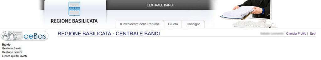 Nel caso in cui l utente intenda sospendere la compilazione, è possibile completarla successivamente accedendo nuovamente al portale bandi e cliccando sulla voce di menu Gestione Istanze Individuare