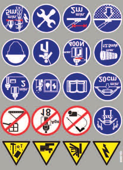 ISTRUZIONI E NORME DI SICUREZZA SAFETY INSTRUCTION AND RULES SEGNALETICA APPLICATA SIGN AFFIXED TO THE MACHINE La macchina è corredata di segnaletica di sicurezza.