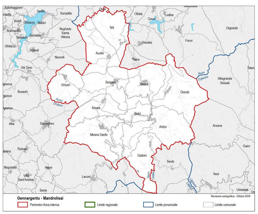 PARTE PRIMA Analisi e Descrizione Elaborati cartografici Figura 1 - Area di progetto Aspetti di carattere territoriale dell area di progetto Zona altimetrica Collina Interna Atzara Austis Meana Sardo