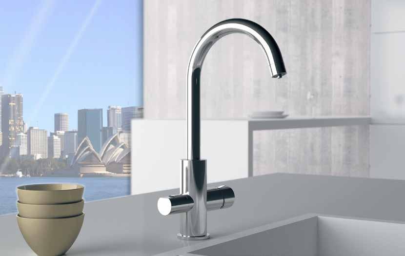 FUSION CUCINA - KITCHEN FU618 Miscelatore monocomando monoforo 90, con canna alta a U. Altezza: 33,5 cm - Interasse: 17,5 cm. Single-lever sink mixer 90, high U spout.