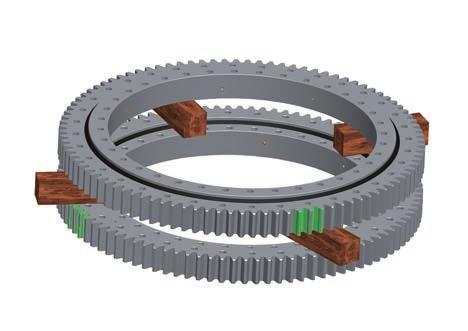 For an optimal handling of the bearing, use at least 3 eyebolts fixed to the bearings holes, equally spaced along the circuerence. Do not exceed the chain angle over 120.