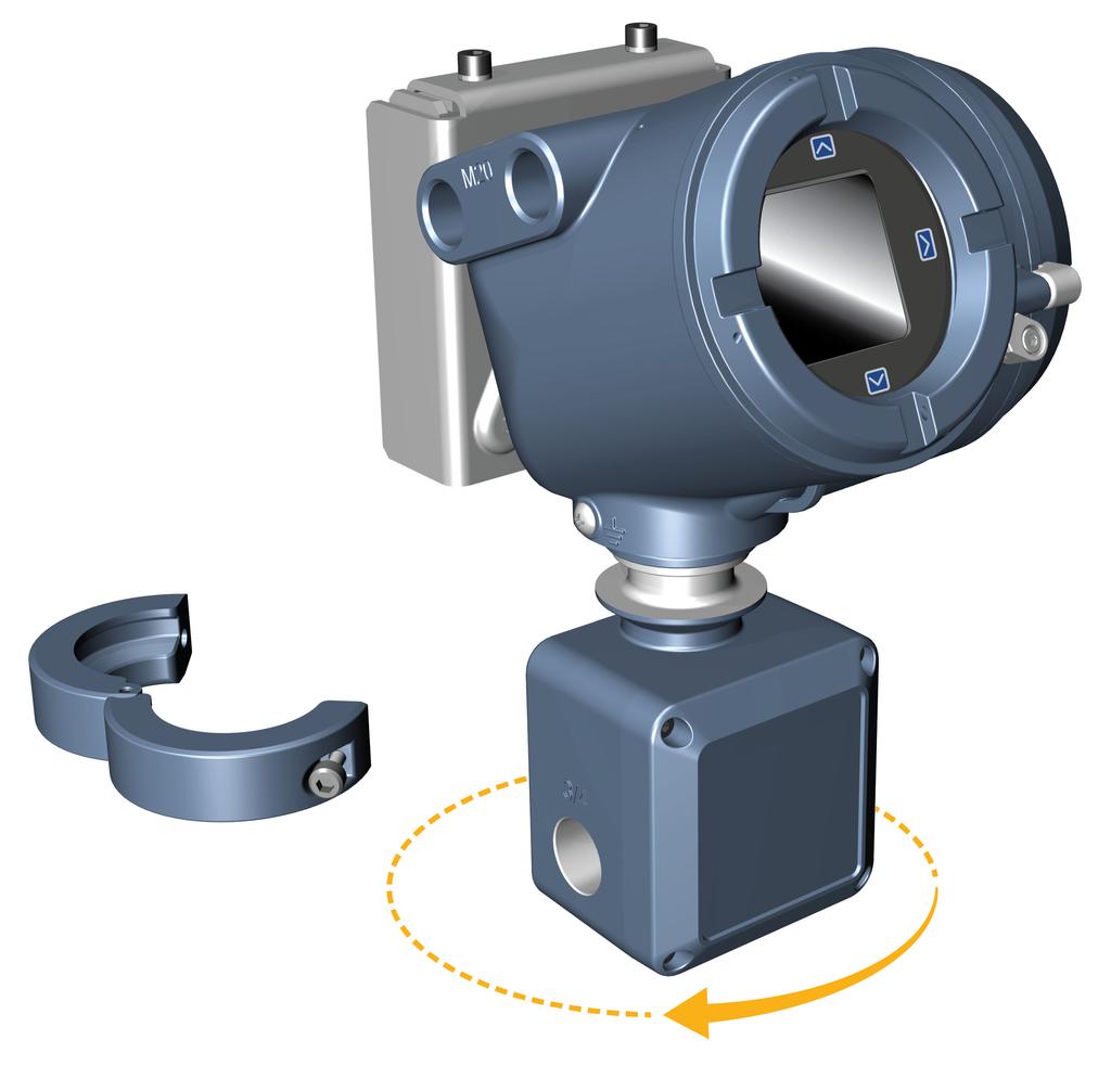 Montaggio e cablaggio del sensore Aprile 2019 MMI-20057026 Figura 2-10: Rotazione della scatola di giunzione del cavo del sensore 3.