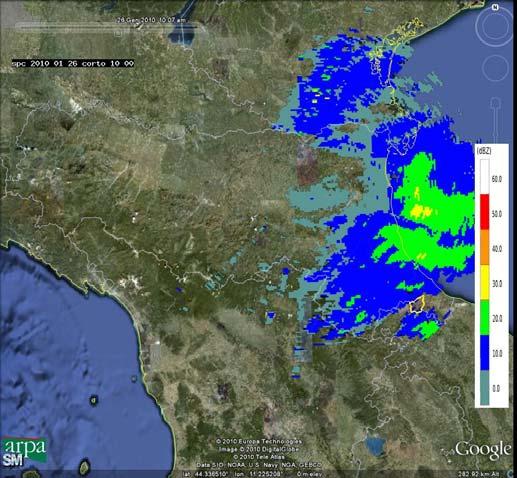 Mappa di riflettività del 26/01/2010 alle