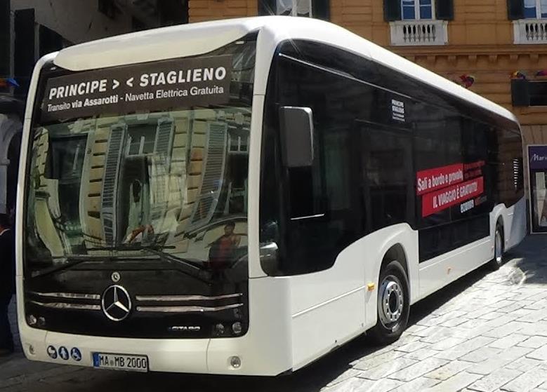 Sperimentazione bus elettrico 12 metri 12-18 settembre 2019 Sperimentazione bus elettrico ecitaro di Mercedes 12 metri (taglia più utilizzata nel servizio urbano) su linea 34 da Principe a Staglieno