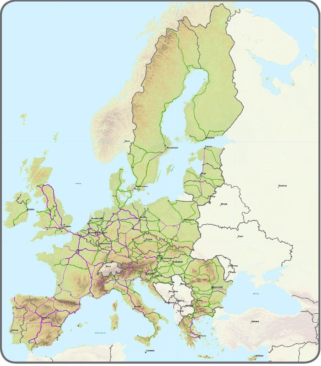 0.3. Rete centrale: Ferrovie (trasporto passeggeri) e aeroporti Stati membri dell'ue UE Centrale Centrale Centrale Linea ferroviaria convenzionale /