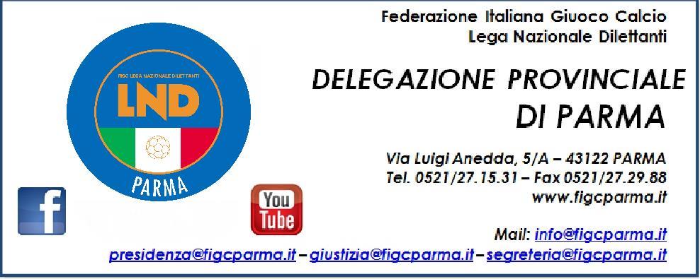 giovanile@figcparma.it - pec@pec.figcparma.it STAGIONE SPORTIVA 2019/2020 COMUNICAZIONI DELLA DELEGAZIONE PROVINCIALE SCADENZE TESSERAMENTI E TRASFERIMENTI (STAGIONE SPORTIVA 2019/2020) Comunicato n.