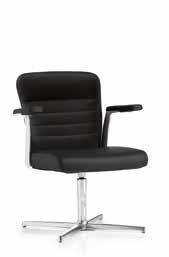 Adjustable armrests, black nylon base with 5 wheels or polished cast aluminum.
