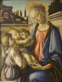 Sandro Botticelli, Madonna col Bambino e due angeli, tempera su tavola, 100 x 71 cm, inv.