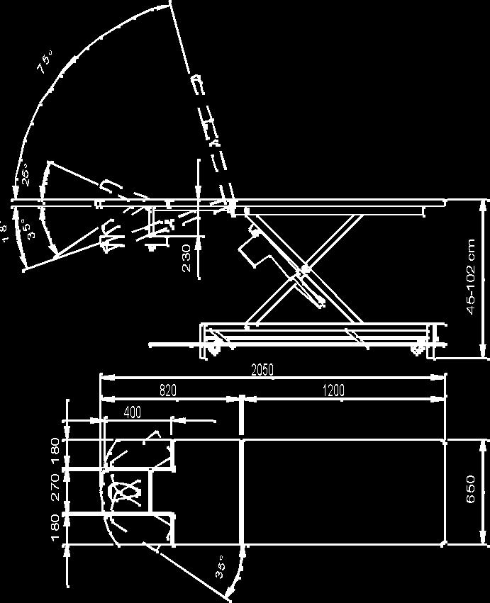 MultiPro 5 MultiPro 5 piano a 2 sezioni con testata e poggia braccia regolabili individualmente regolabile in altezza elettricamente tramite comando perimetrale schienale regolabile tramite molla a