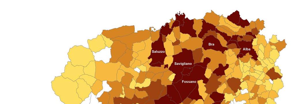 imprese del commercio(ₐ) per comune.