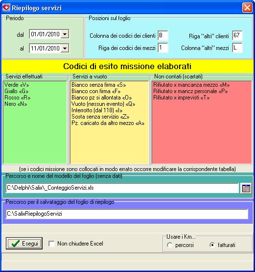 4 Esecuzione del programma Dal menù di fatturazione si lancia il programma Riepilogo Servizi (XLS) e appare il pannello seguente: Figura 4: Pannello di esecuzione del programma Nella parte alta c'è