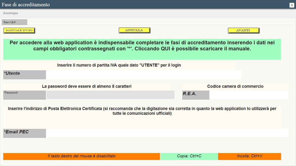 La piattaforma elettronica aprirà la fase di accreditamento che consta in 9 fasi.