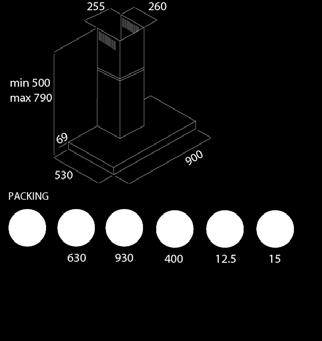 Foro d uscita Sezioni camino Dimensione box Filtro alta denistà 150 mm + adattatore