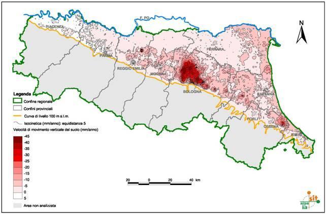 Modello di subsidenza fornita dall ARPA Emilia-Romagna