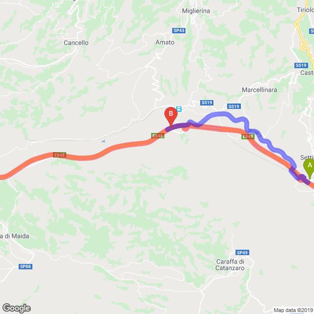 MAPPA PERCORSO ALTERNATIVO SS 280 DEI DUE MARI Dal km.