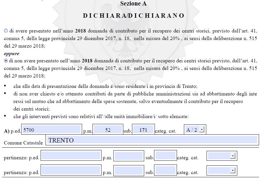 Per ciascuna unità immobiliare oggetto di intervento va indicata una delle seguenti qualità: proprietario / nudo proprietario / comproprietario per la quota di / titolare del diritto di usufrutto per