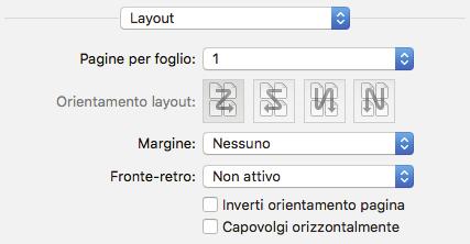 Uso di AirPrint da OS X o macos [Layout] 2. Tipo di supporto Selezionare il tipo di carta. Configurare le impostazioni per la stampa fronte-retro o per combinare più pagine in un unico foglio.
