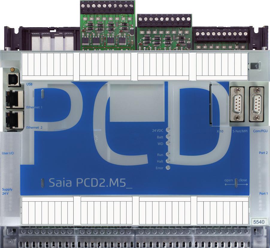 Stazioni di automazione Più di 50 moduli con diverse funzionalità 1 Proprietà di sistema Codice generale dei modelli Molte varianti disponibili Slot direttamente nei Saia PCD2.Mx60, PCD2.M550, PCD1.