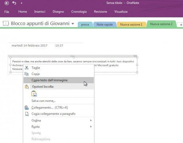A questo punto il testo contenuto nell'immagine verrà copiato negli appunti e potremo incollarlo in qualsiasi editor di