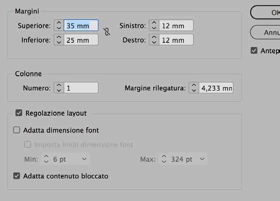 modificati i margini o le dimensioni della pagina oppure la pagina al vivo di un