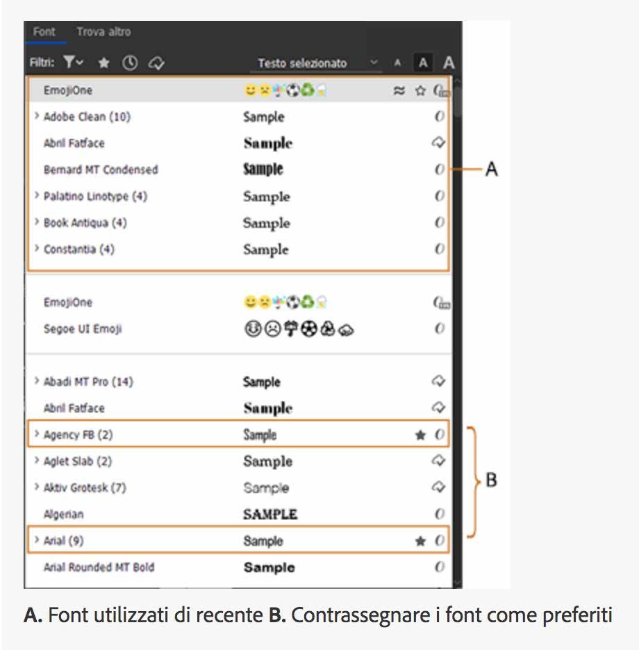 INDESIGN CC 2019 ESPLORAZIONE DEI FONT VISIVI Visualizzare e organizzare i font Ora è possibile sfogliare migliaia di font dall interno di InDesign, attivarli immediatamente e usarli nei documenti.