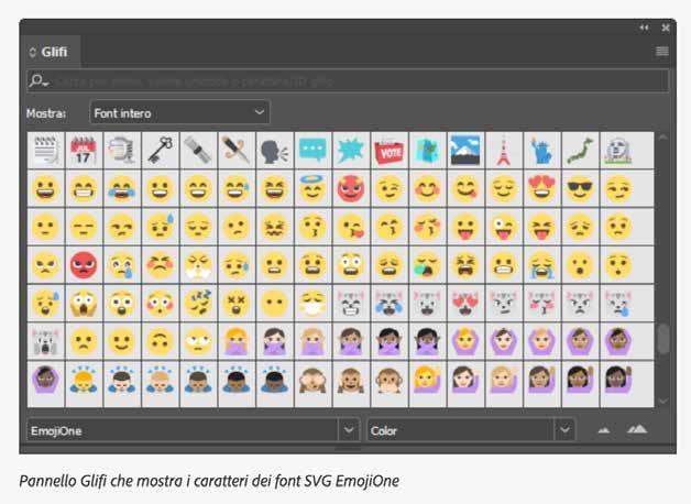 I font emoji consentono di includere nei documenti vari caratteri grafici e colorati, come faccine, bandiere, cartelli, animali, persone, cibi e punti di