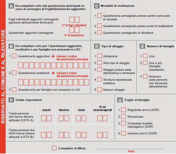 Foglio di famiglia bisogna barrare la casella 2 del riquadro G - (riquadro E per