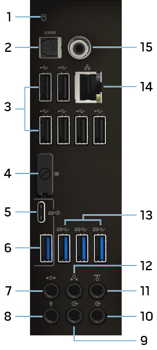 10. Dispositivo di chiusura a scatto del pannello laterale Consente di rimuovere il pannello laterale dal computer. 11.