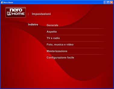 Avvio della configurazione guidata facile La schermata di inizio della configurazione guidata facile viene visualizzata automaticamente al primo avvio di Nero Home.