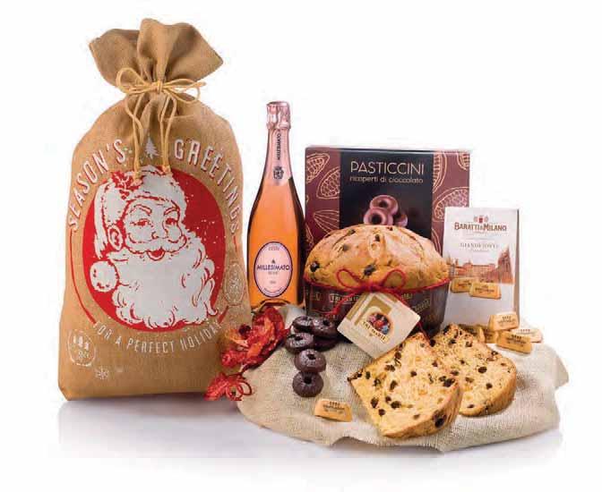 cod. 103 15 60 Santa Claus Panettone Sacco juta con decoro cod.