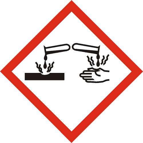 Pittogrammi di pericolo: GHS05: Corrosione GHS08: Pericolo per la salute GHS09: Ambiente Pagina: 2 Avvertenze: Consigli di prudenza: 2.3.