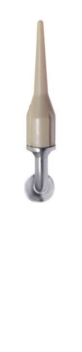perio inserto base angolato a 102 con terminale conico in PEEK (lunghezza operativa 10 mm, Ø apicale 0,8 mm, Ø coronale 2 mm) acciaio inossidabile di grado medicale per inserto base ICS e 100% PEEK