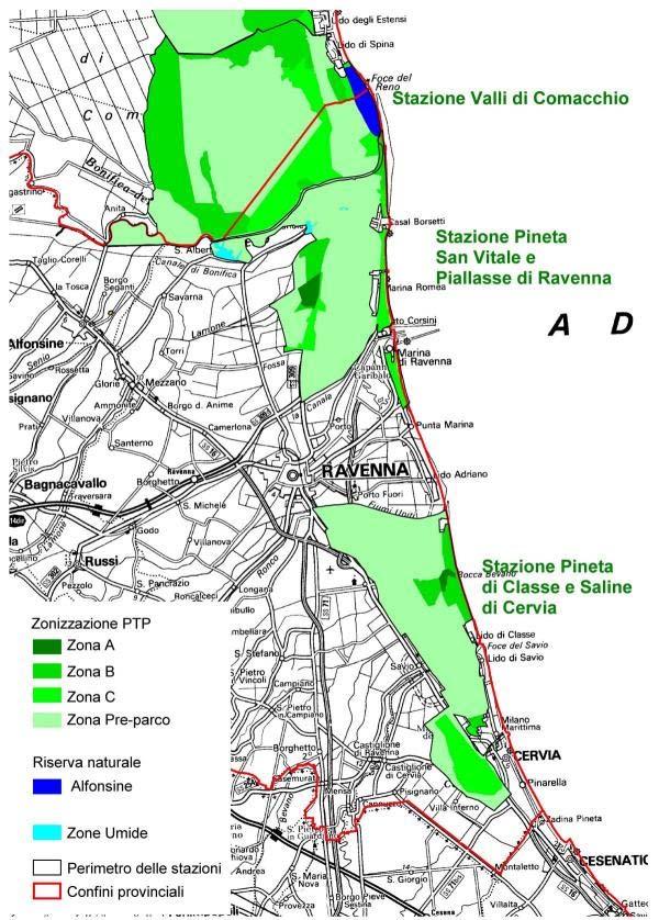 Stazione Pineta di Classe e Salina di Cervia: Il piano territoriale della stazione è stato adottato con delibera del Consiglio provinciale di Ravenna n. 173 del 18.06.1991.