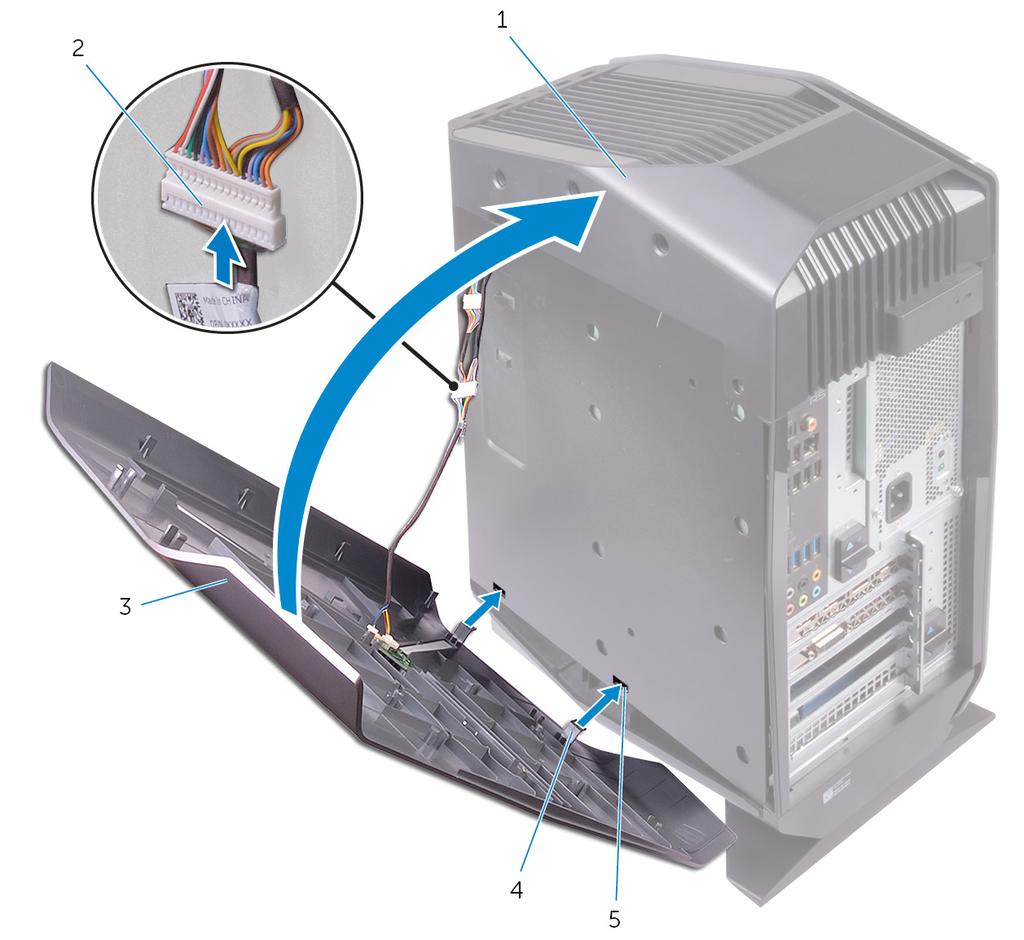 Figura 15. Ricollocamento del coperchio superiore 1. cavo di illuminazione 2. telaio 3. viti (2) 4. coperchio 38.