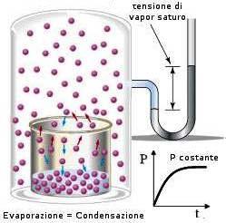 Equilibrio Liquido/vapore: Pressione di vapore PRESSIONE (o TENSIONE) DI VAPORE (P ) di un liquido a temperatura T: pressione
