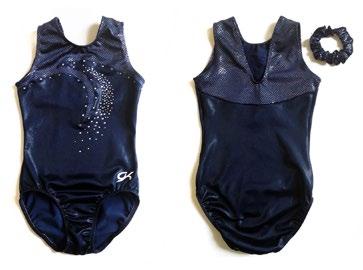 ACROBATICA E ACROGYM Body da gara Body smanicato GK in lycra cinzata blu con swarovski,