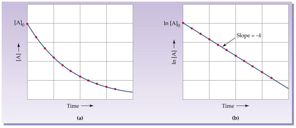 Pendenza = -k [A] = [A] 0 kt t ½ = k[a] 0 /2 tempo