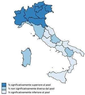 Percezione del rispetto del divieto di fumo nei locali pubblici Prevalenze per Regione di residenza - Passi 2008-11 Pool di Asl:87,3 (IC95: 87,1-87,6) * In Basilicata, Calabria, Lombardia e Sardegna