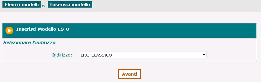 5- Funzione Inserisci modello ES-0 Facendo clic sul tasto Inserisci modello si accede alla pagina che permette l inserimento di un nuovo modello ES-0.