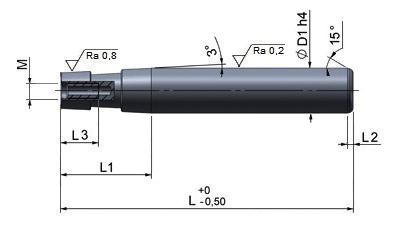 Colonna di guida conica conical guide pillar konische führungssäule eco-5 Da tempra superficiale For surface temper Für oberflächliche Härtung Superficie HRC 60-63 Resistenza al cuore 900 N/mm²