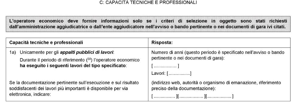 La SA, nella predisposizione del DGUE, indica quali sono i requisiti richiesti per la partecipazione allo specifico bando, tra quelli sopra previsti Sul fatturato: la casisitica sub 1b) e 2b) non è