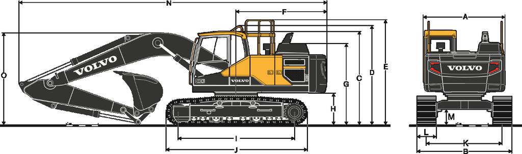 Descrizione Unità EC220EL EC220ENL Braccio m Monolitico da 5,7 m o in 2 pezzi da 5,57 m Monolitico da 5,7 m o n 2 pezzi da 5,57 m Avambraccio m 2.0 2.5 2.9 3.5 2.0 2.5 2.9 3.5 A.