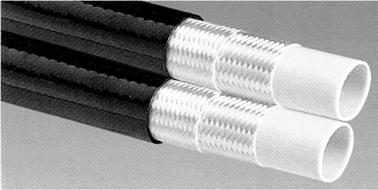 Tubo gemellato in poliestere con fibra sintetica - DIN 24951 - SAE 100 R7 Tubo interno: Poliestere termoplastico senza saldatura. Rinforzo: 2 strati di filato in fibra sintetica ad alta tenacitá.