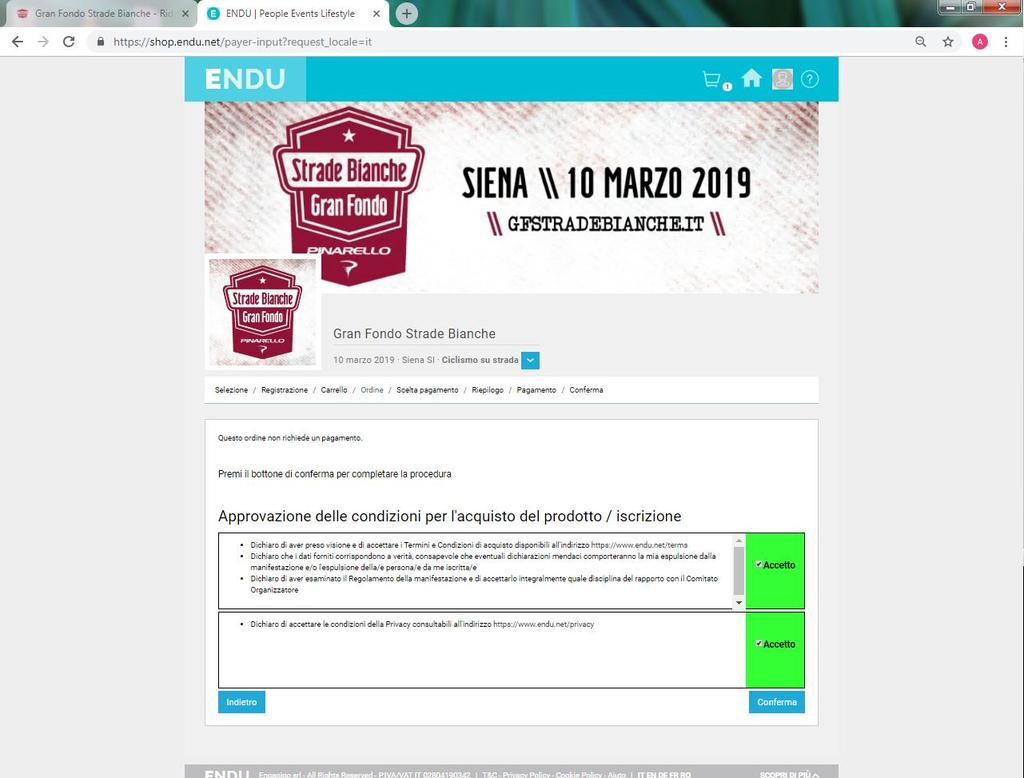 CLICK «ACCETTA» CONDIZIONI DI ACQUISTO