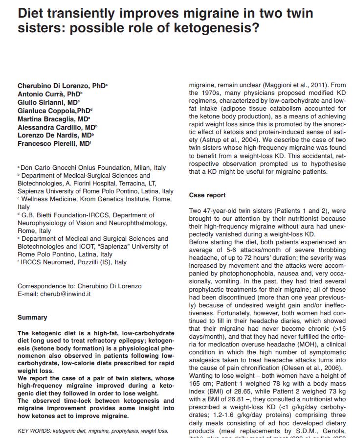 Due sorelle emicraniche obese in attesa di sottoporsi ad un intervento sperimentale di neurostimolazione compliavano il