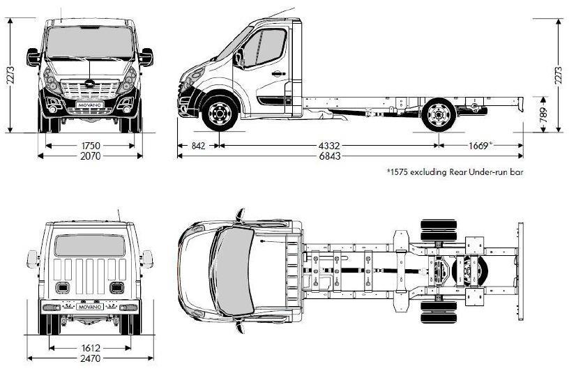 MOVANO DIMENSIONI Esclusa la