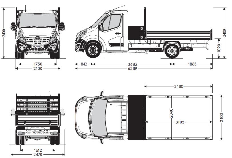 MOVANO DIMENSIONI Ribaltabile - L2 T.