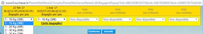 ATTENZIONE - L importo indicato in alto a destra Totale riduzione/supplemento voli si intende totale ovvero per tutte le persone indicate nella maschera iniziale di filtro Premendo il bottone