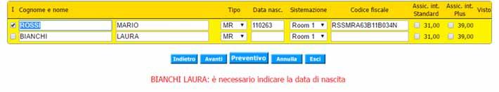 Nell esempio di Figura 19 il sistema propone: - 1 bagaglio per pax da 15 Kg sia sull andata che sul ritorno con supplemento di 30 a tratta ma è possibile selezionare ad esempio: - 1 bagaglio per pax