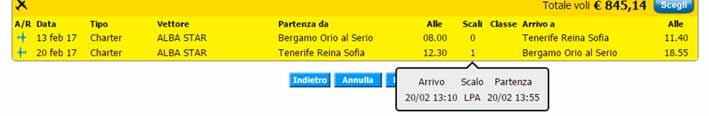 Figura 23 Al termine della ricerca viene visualizzato l elenco dei voli trovati dal sistema con i relativi orari.